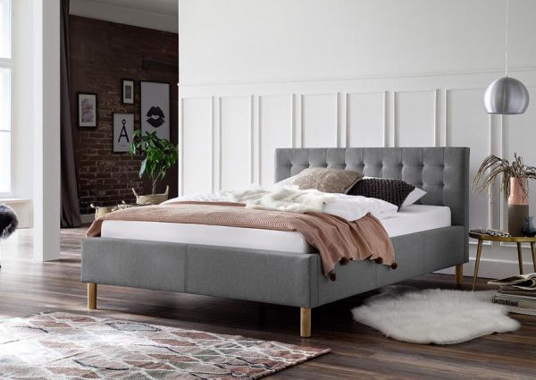 tweepersoons design bed 140 x 200 cm grijs