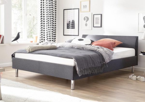 Modern tweepersoons design bed grijs 140 x 200 cm